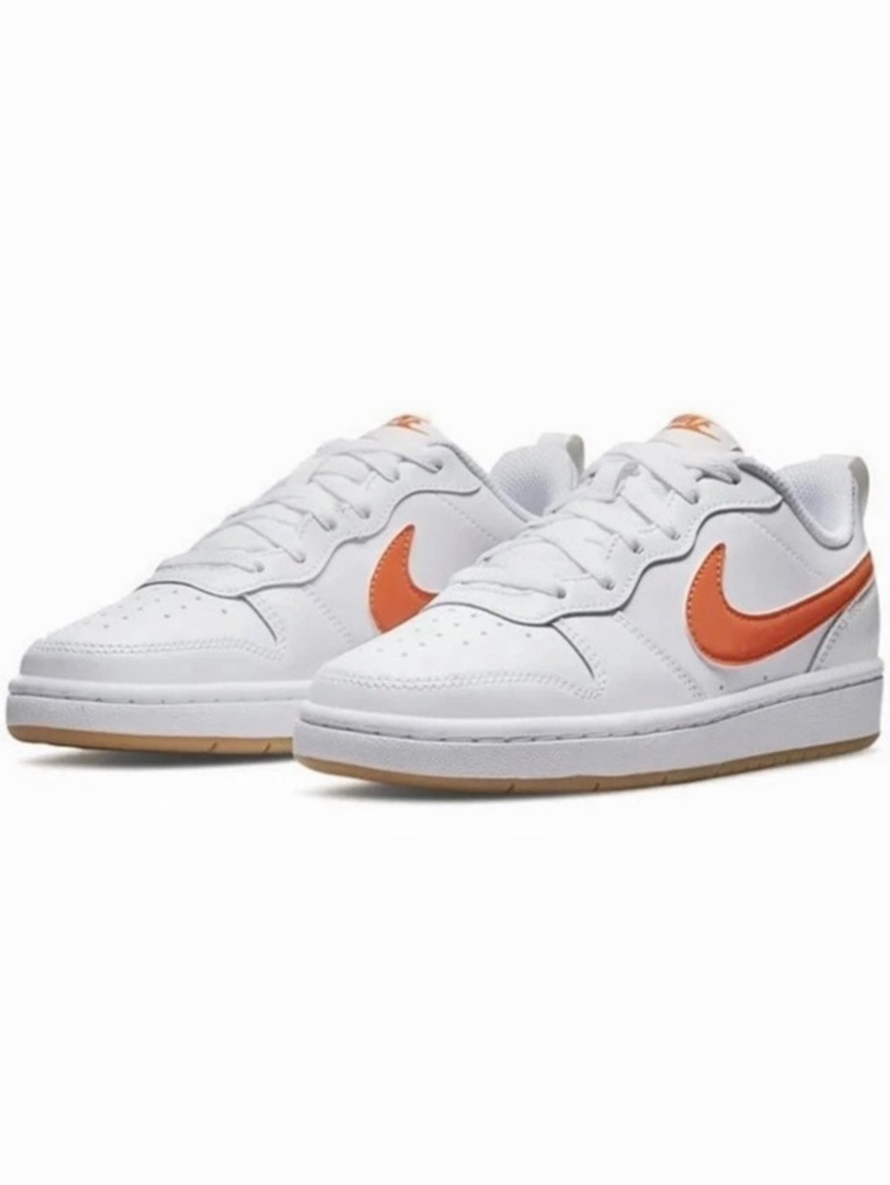 Nike Court Borough Low 2 Sneakers in White & Orange New Womens 7.5- Men 6